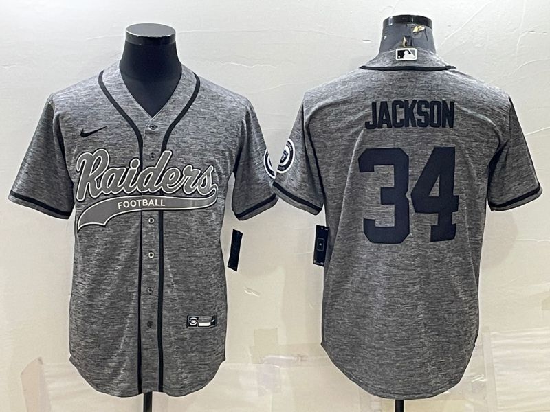 Men Oakland Raiders #34 Jackson Grey hemp ash 2022 Nike Co branded NFL Jersey